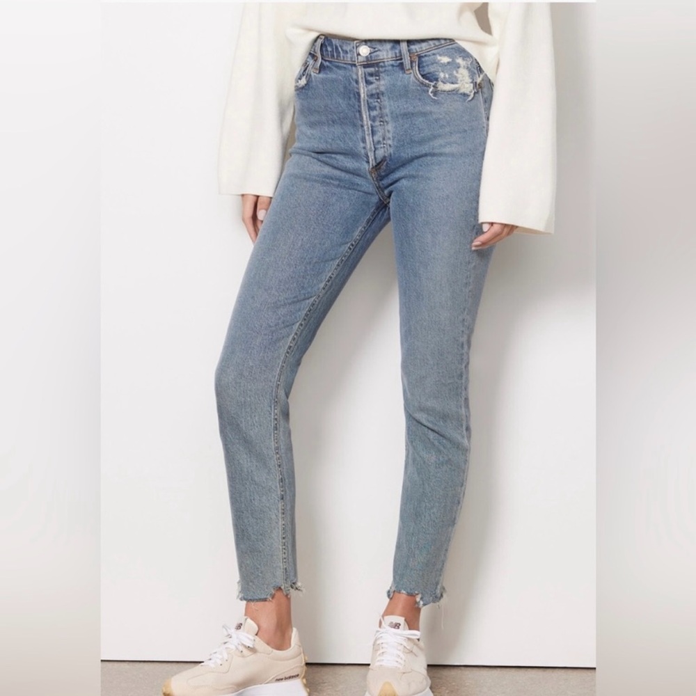 Agolde Nico High Rise Raw Hem Straight Leg Jean